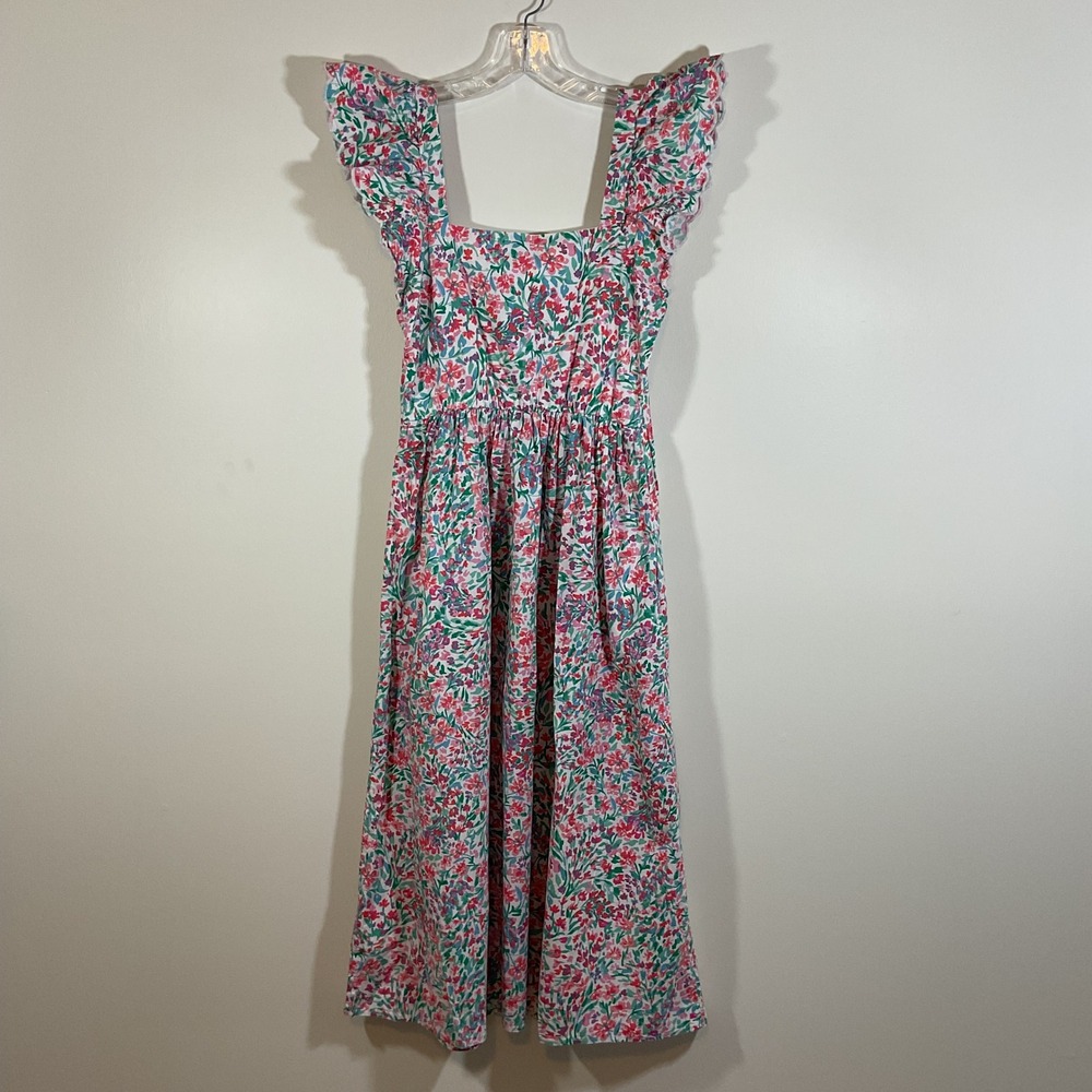 J.Crew Floral Flutter Sleeve Midi Dress Women 4 Square Neck Cottagecore Feminine - Picture 10 of 16